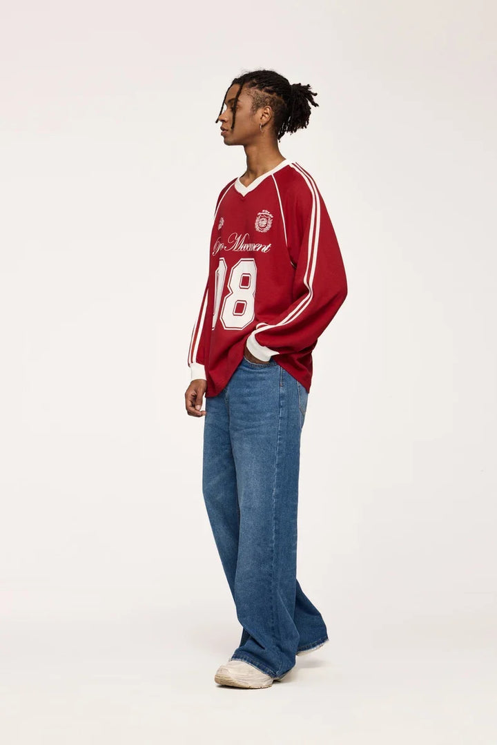 Football Jersey Loose Fit Sweater - VILIVAUN