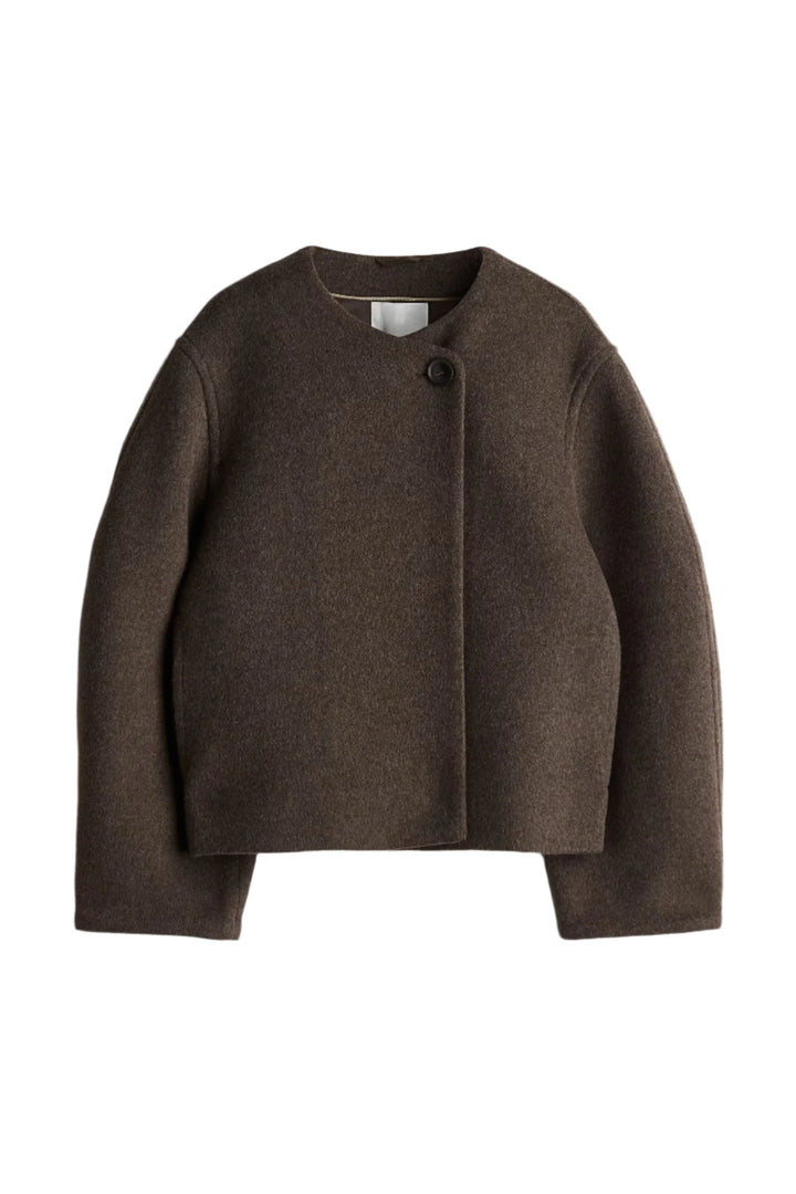 One Button Heavy Woolen Jacket coffee S - VILIVAUN