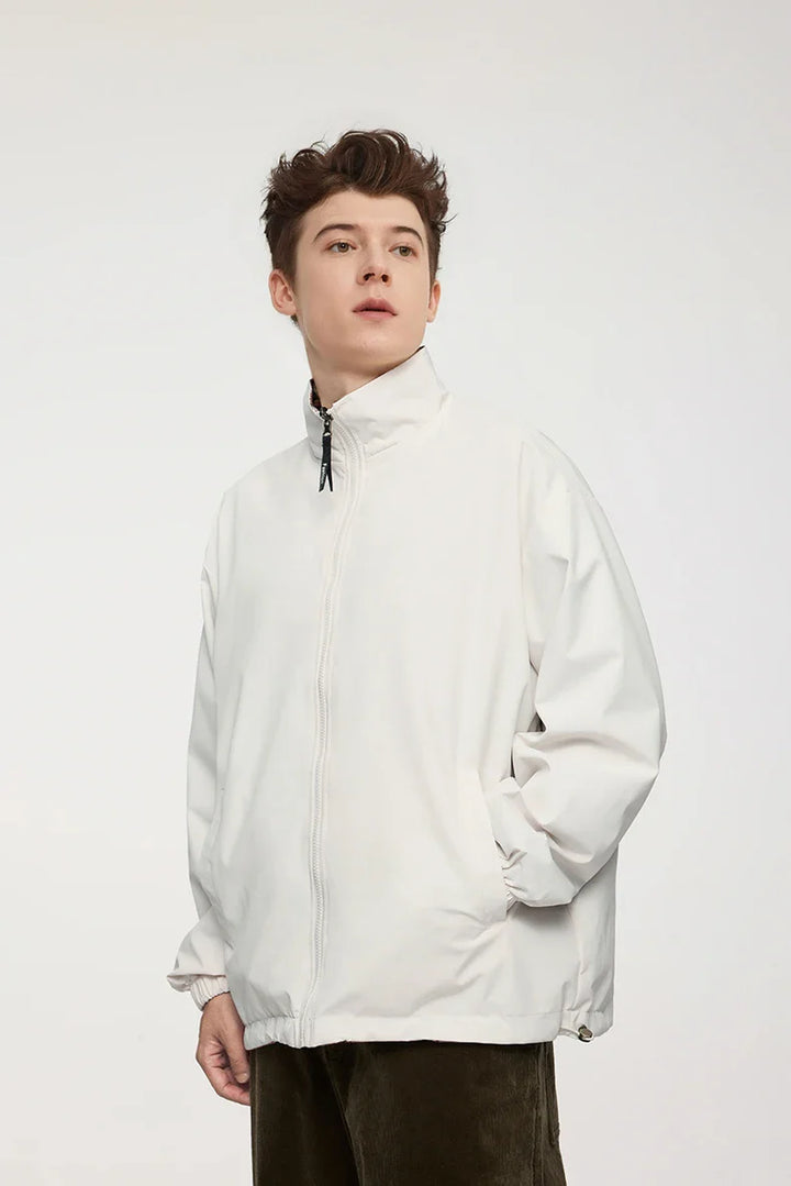 Reversible Stand Collar Plaid Jacket - VILIVAUN