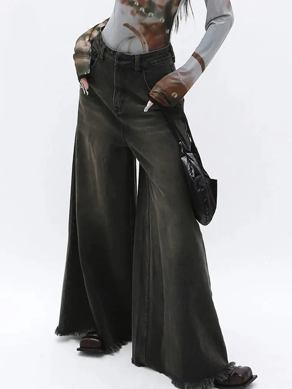 Vintage Washed Bell Wide Leg Jeans