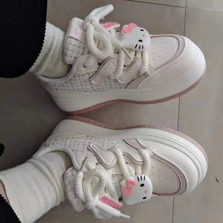 Front view of the white Hello Kitty Dreamcatcher Sneakers 