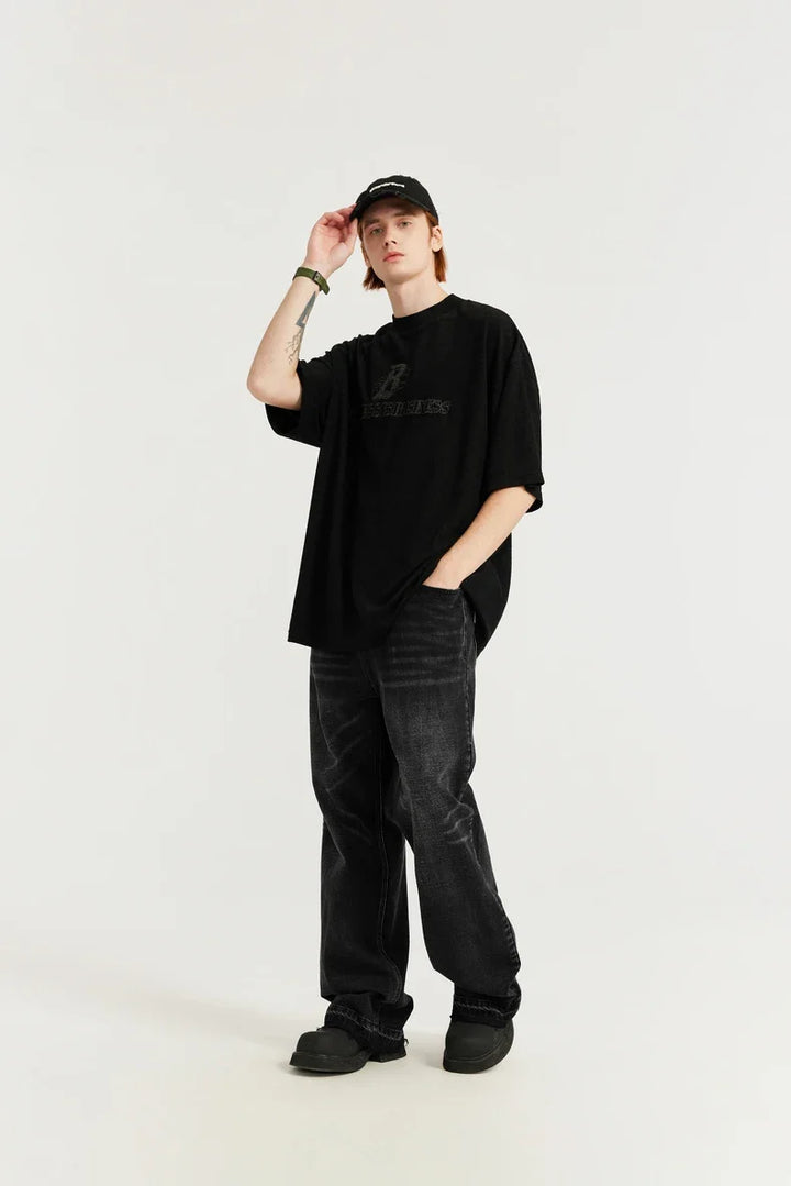 Classic Retro Washed Denim Pant     - VILIVAUN