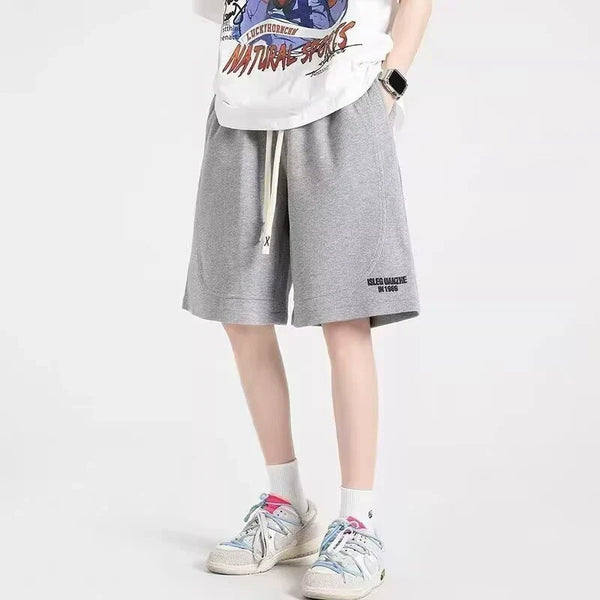 Retro Vintage Letter Print Baggy Shorts