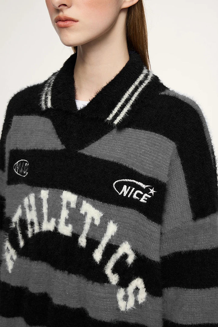 Wide Striped Jacquard Fit Sweater - VILIVAUN