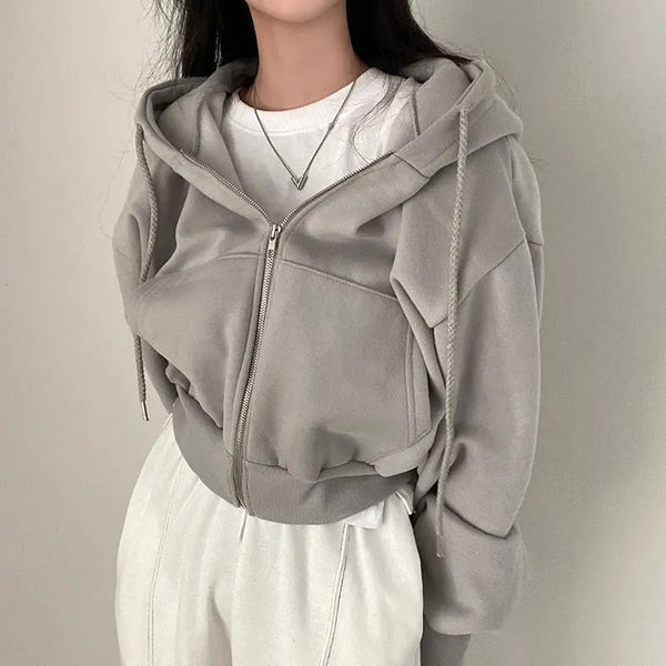 Y2K Urban Zipper Cyber Hoodie     - VILIVAUN