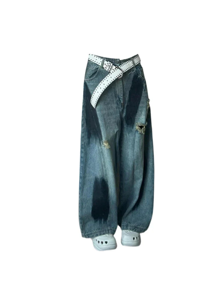 Y2K Ripped Oversize Women's Jeans     - VILIVAUN