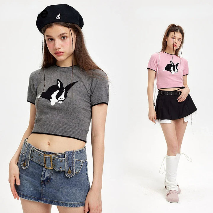 Women's Bunny Bliss Cropped T-shirt     - VILIVAUN