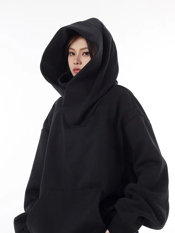 Y2k Heavy Fleece Long Turtle Neck Jacket black S - VILIVAUN