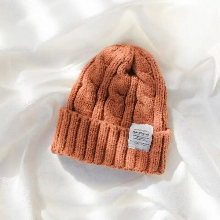Winter Thick Fur Ball Knitted Beanie  Brown   - VILIVAUN