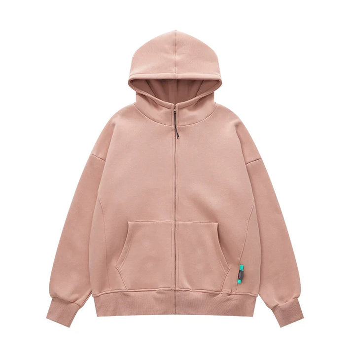 Heavy Weight Fleece Zipper Hoodie  MistyRose S  - VILIVAUN