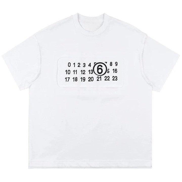 NUMBERS Print Gothic T-Shirt  White M  - VILIVAUN