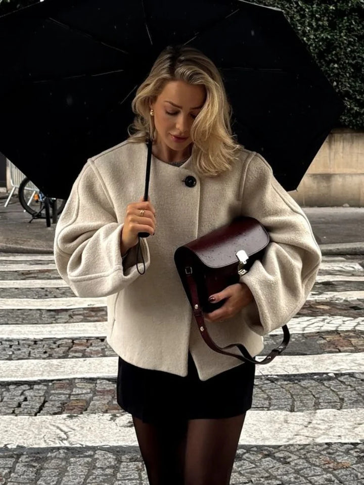One Button Heavy Woolen Jacket - VILIVAUN