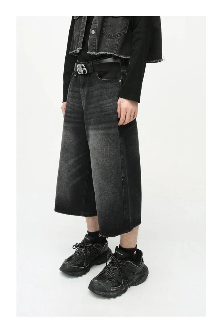 Vintage Loose Wide Leg Denim Short     - VILIVAUN