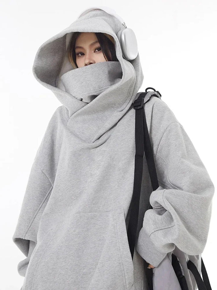 Y2k Heavy Fleece Long Turtle Neck Jacket GRAY S - VILIVAUN