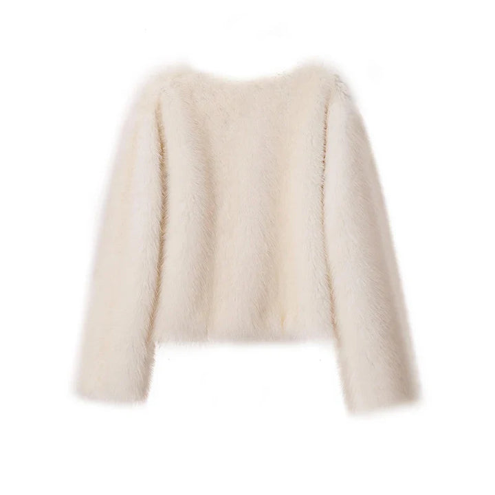 Luxury Cropped Faux Fur Coat Jacket     - VILIVAUN