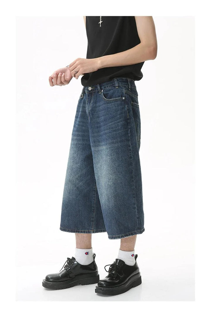 Vintage Loose Wide Leg Denim Short     - VILIVAUN