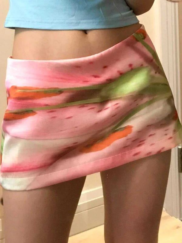 Pink Y2K Aesthetic Mini Skirt Grunge