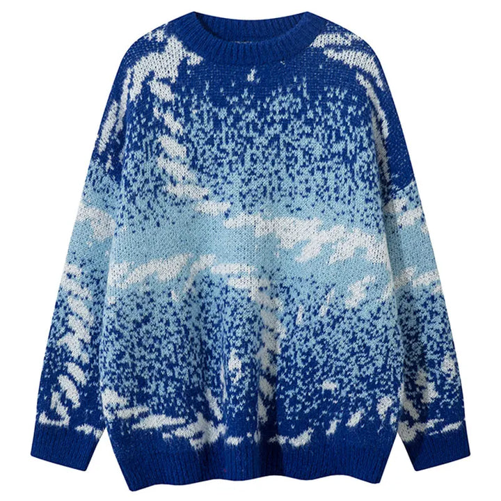 Y2k Vintage Gradient Black Striped Sweater Blue M - VILIVAUN