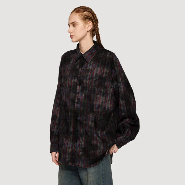 Y2K Plaid Checkered Dark Style Shirt