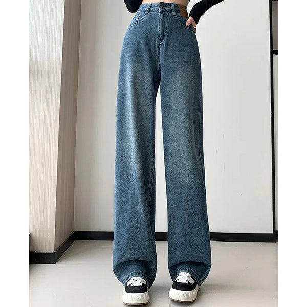 High Waist Vintage Baggy Straight Jeans