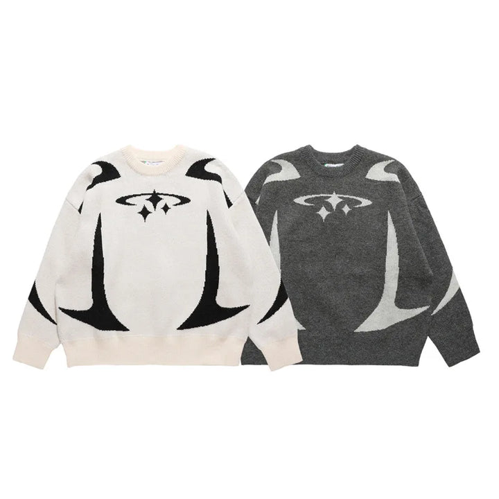 Y2K Stars Graphic Sweaters     - VILIVAUN