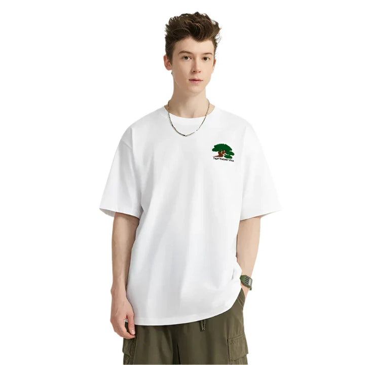 Bonsai Thread Round Neck T-Shirt  White M  - VILIVAUN