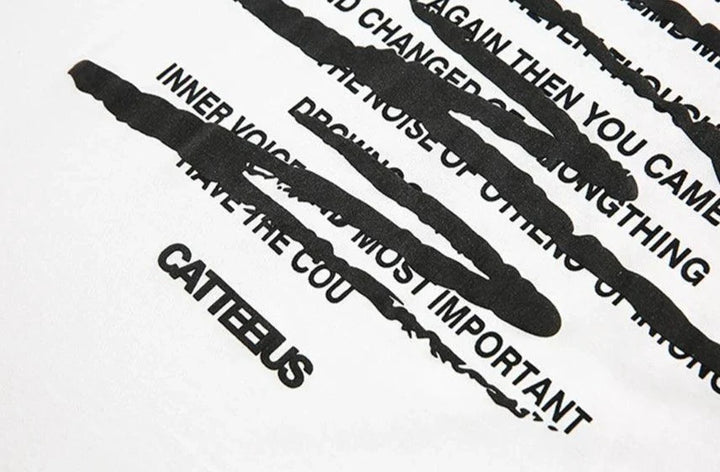 Casual Letter Printed Oversized T-Shirt     - VILIVAUN