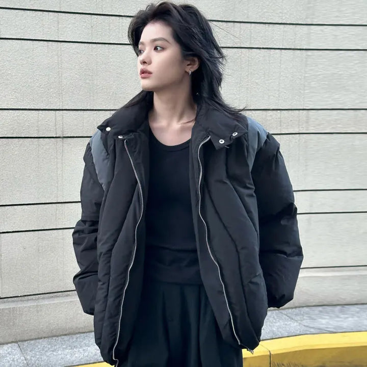 Y2k Padded Heavy Solid Winter Jacket - VILIVAUN