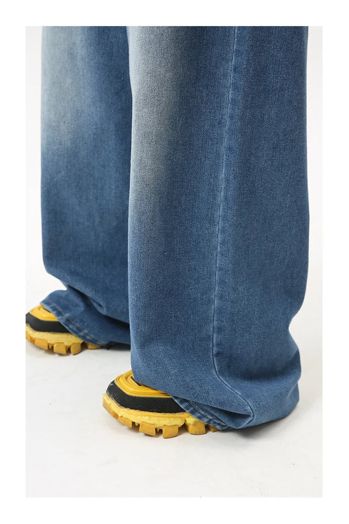 Eclipse Washed Fold Wide-Leg Jeans     - VILIVAUN
