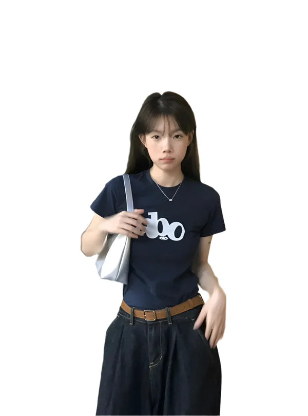 Indigo Korean Print Slim Fit Top