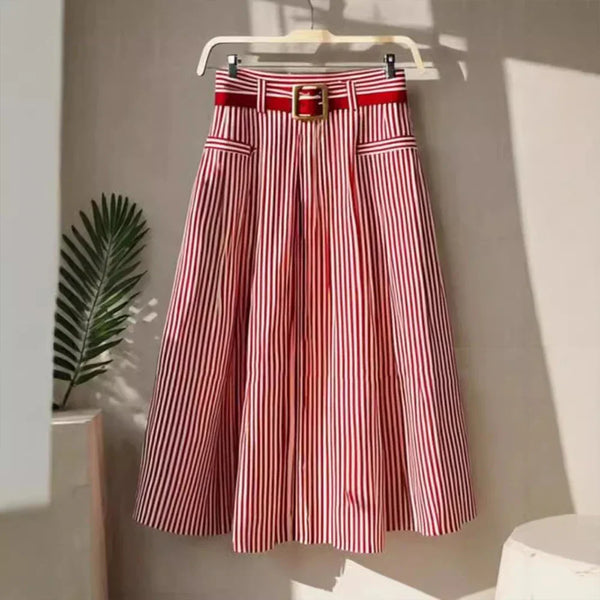 Vintage French Stripes Midi Skirt