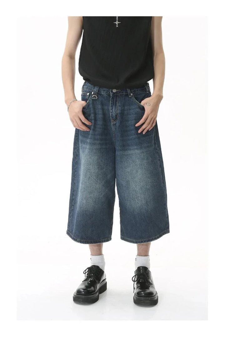 Vintage Loose Wide Leg Denim Short     - VILIVAUN