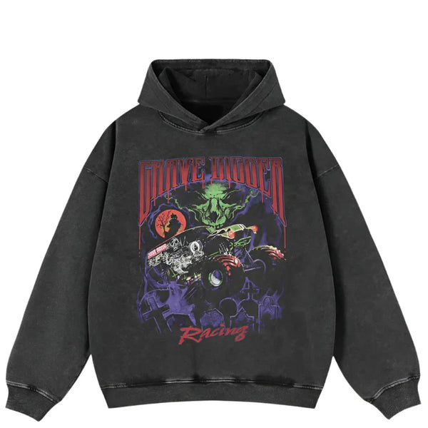 Oversized Black Graphic Hoodie