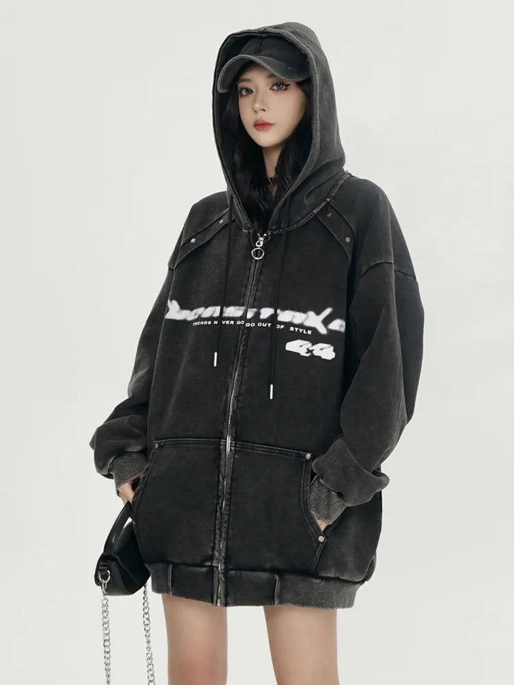 Y2k Vintage Washed Acid Hoodie - VILIVAUN