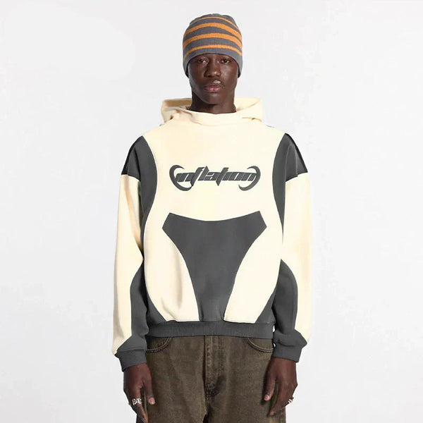 Vintage Distressed Patchwork Puff Hoodie