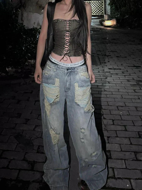 Y2K Women's Distressed High Waist Jeans