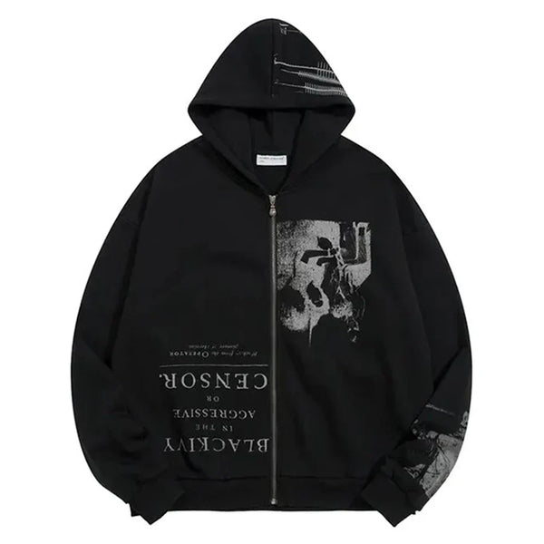 Gothic Punk Zipper Autumn Hoodie