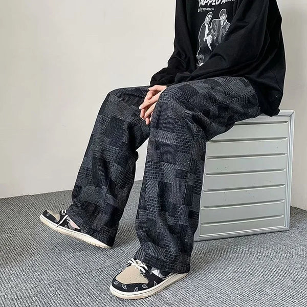 Vintage Plaid Loose Straight Leg Pants