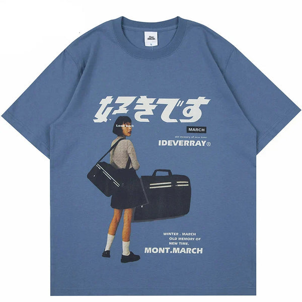 Japanese Kanji Print Short Sleeve T-Shirt