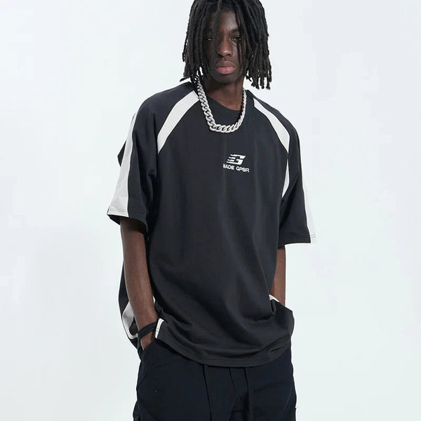 American Sports Splicing Short Sleeve T-Shirt