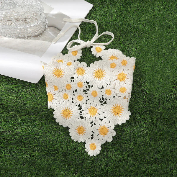 Knitted Handmade Daisy Triangle Headband