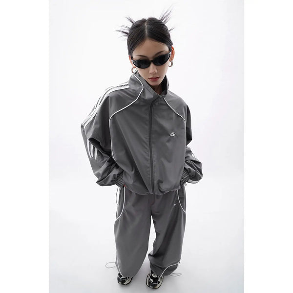 Sports Grey Loose Jacket and Pants