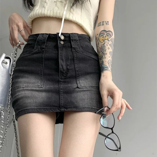 Vintage Gothic High Waist Denim Skirt