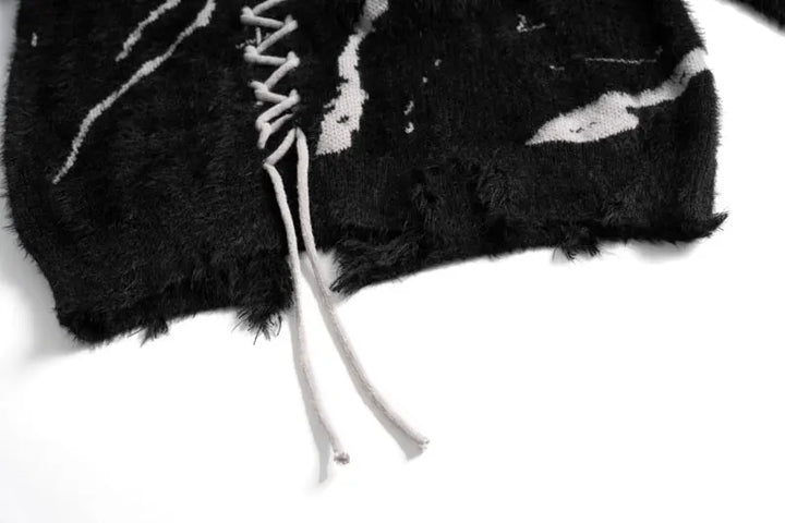 Zebra Ripped Sweater sweater    - VILIVAUN