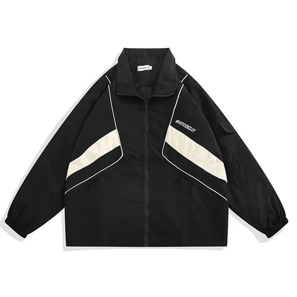 Zip-Up Turn Down Collar Jacket  Black M  - VILIVAUN