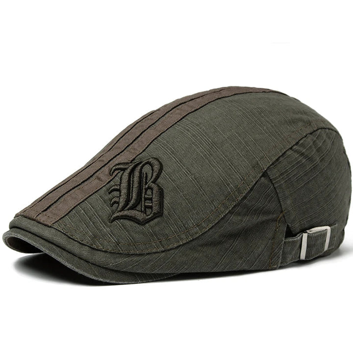 Retro Stitch Embroidered Beret  Army Green   - VILIVAUN