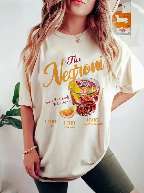 Retro Vintage Negroni Graphic Cocktail T-Shirt