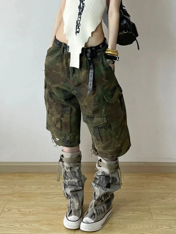 Vintage Camouflage Green Jorts