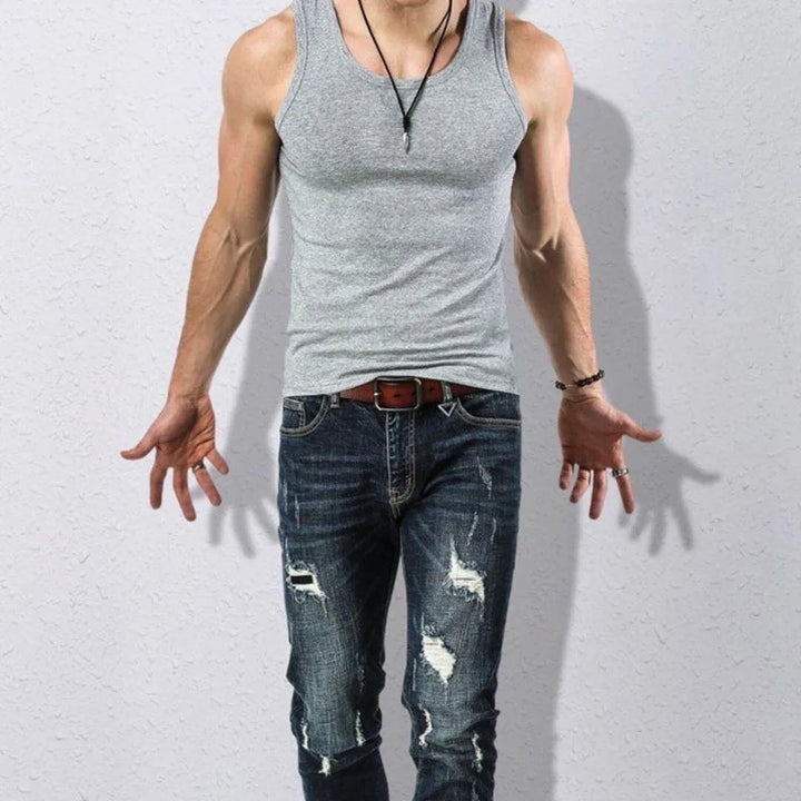 Metal Embellished Rose Washed Distressed Tank Top  Style-10 M  - VILIVAUN