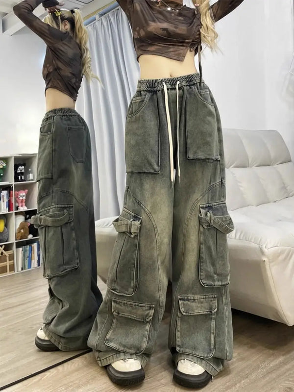 Wide Leg Multi-Pocket Cargo Pants
